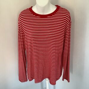 Dokotoo Nautical Red/White Striped Long Sleeve Tee Sz. M